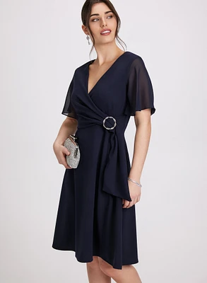 Wrap-Over Chiffon Dress