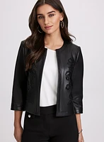 Embroidered Vegan Leather Jacket