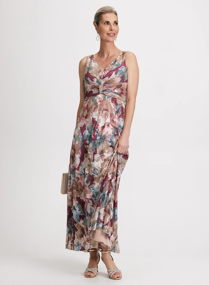 Robe plissée à motif floral