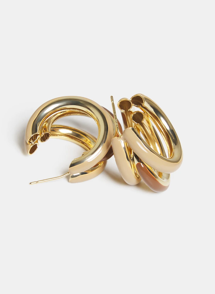 Boucles d'oreilles à trois anneaux en résine