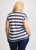 Cap Sleeve Striped T-Shirt