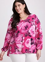 Balloon Sleeve Floral Tunic