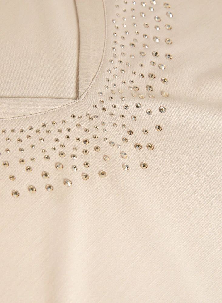 Tonal Rhinestone Embellished T-Shirt