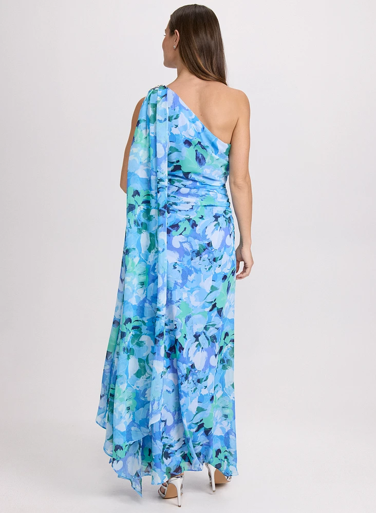 Robe drapée florale