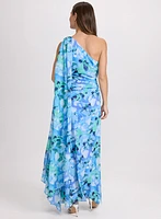 Robe drapée florale