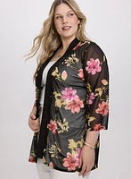 Sheer Floral Open Front Top