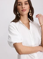 Blouse manches bouffantes en coton