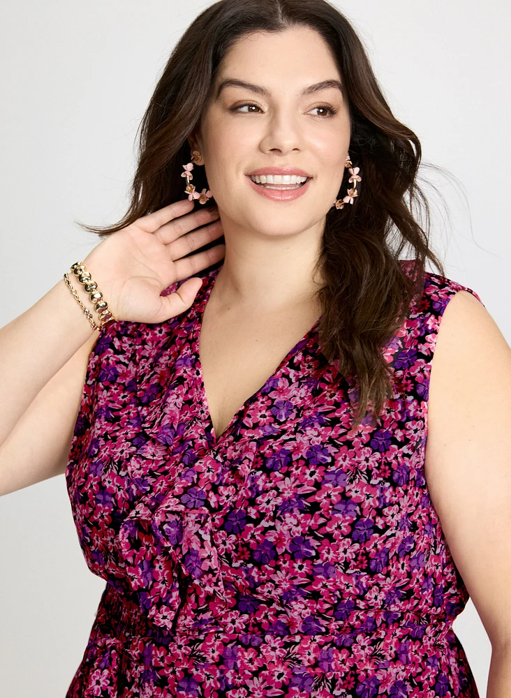 Robe florale à volants avants