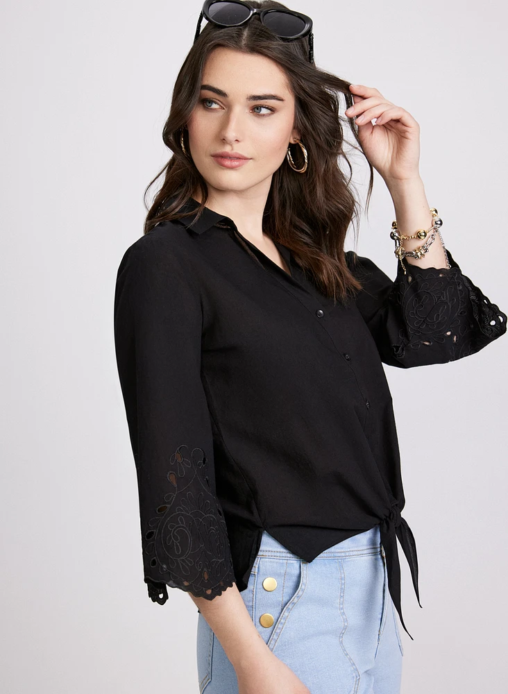 Embroidered Sleeve Blouse