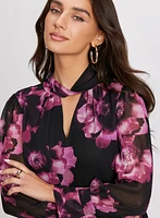 Floral Print Twist Neck Blouse