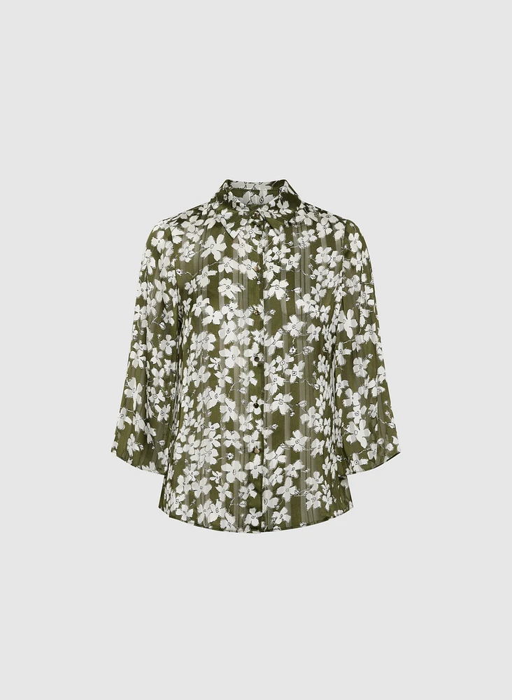 Blouse boutonnée à motif floral