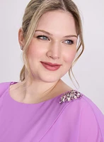 Brooch Embellished Capelet Dress