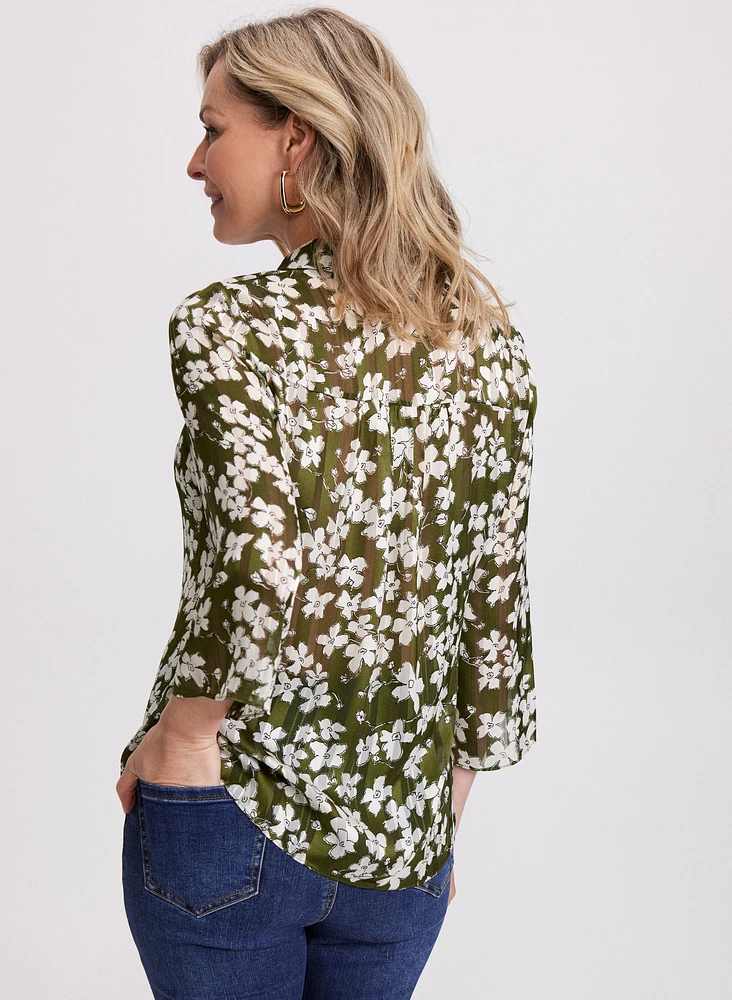 Blouse boutonnée à motif floral