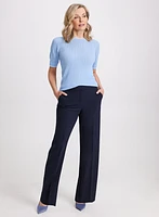 Pointelle Knit T-Shirt & Olivia Wide Leg Pants