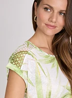 T-shirt tropical à détail en crochet
