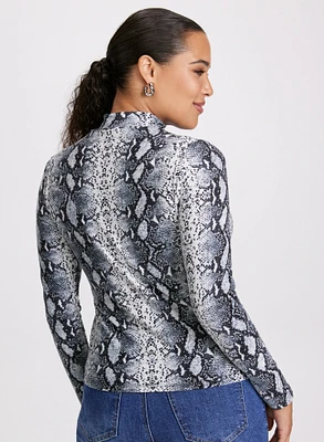 Snake Print Turtleneck Top