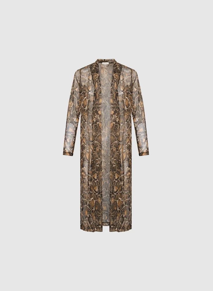 Snake Print Mesh Cover-Up