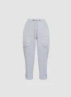Cotton Drawstring Waist Cargo Capris