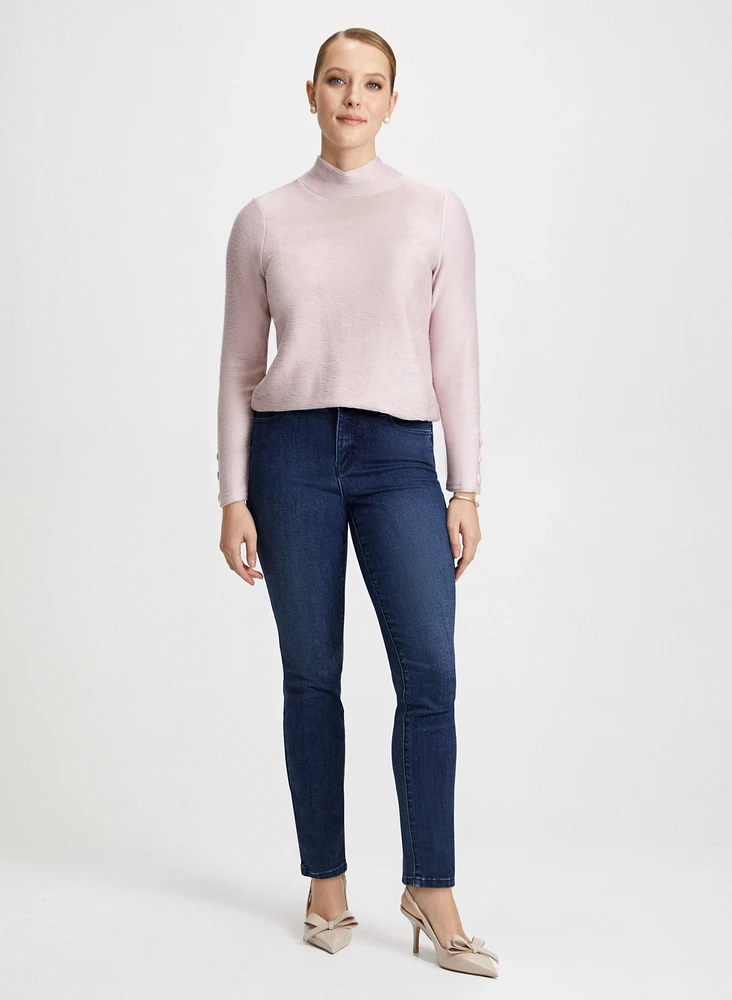 Ottoman Knit Mock Neck Top