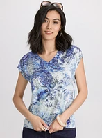 T-shirt chiné à motif paisley