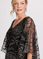 Floral Mesh Capelet Effect Dress