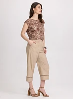 Stretch-Linen Crochet Detail Culottes