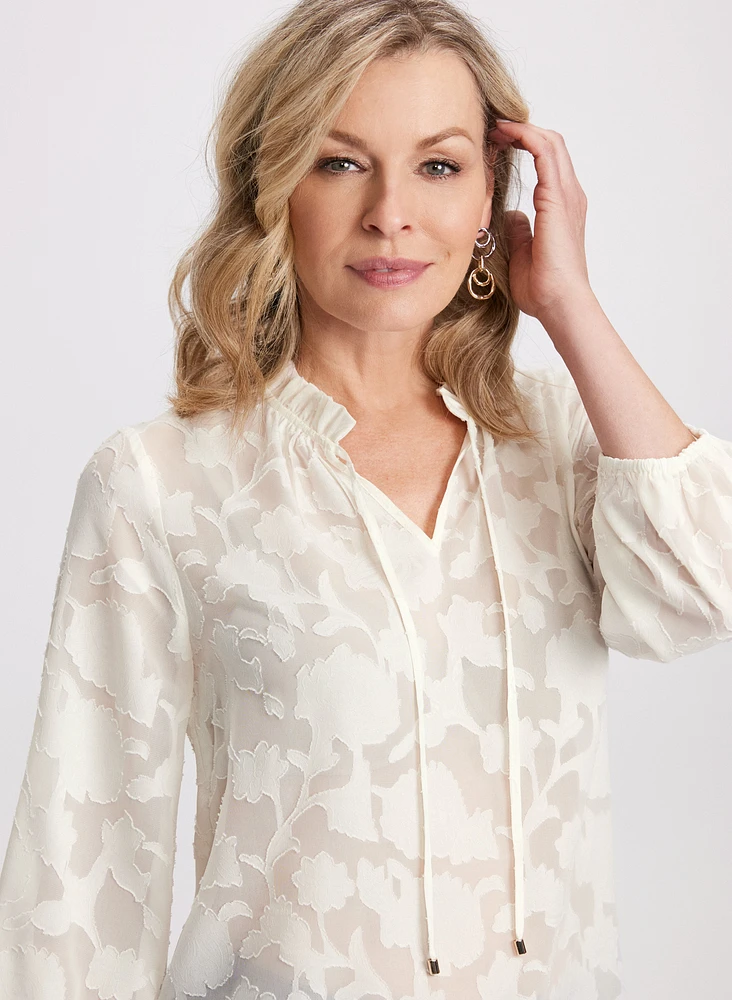 Blouse à motif floral en ton sur