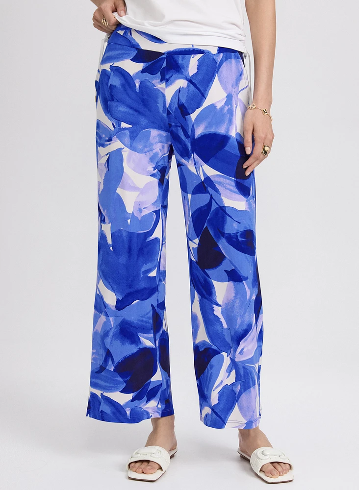 Pantalon Olivia large à motif feuilles
