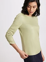 Foiled Shirred Sleeve Top