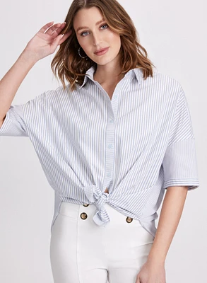 Blouse rayée en mélange de coton