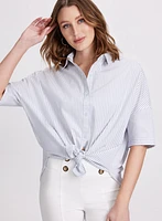 Blouse rayée en mélange de coton