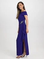 Jeweled Detail Off-Shoulder Dress