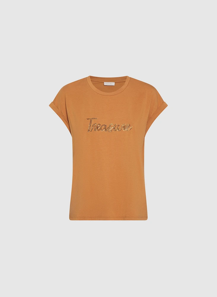 T-shirt à texte en paillettes