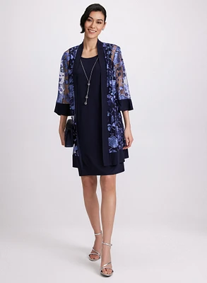 Ensemble à robe unie et veste florale