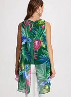 Tropical Print Asymmetrical Blouse