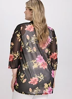 Sheer Floral Open Front Top