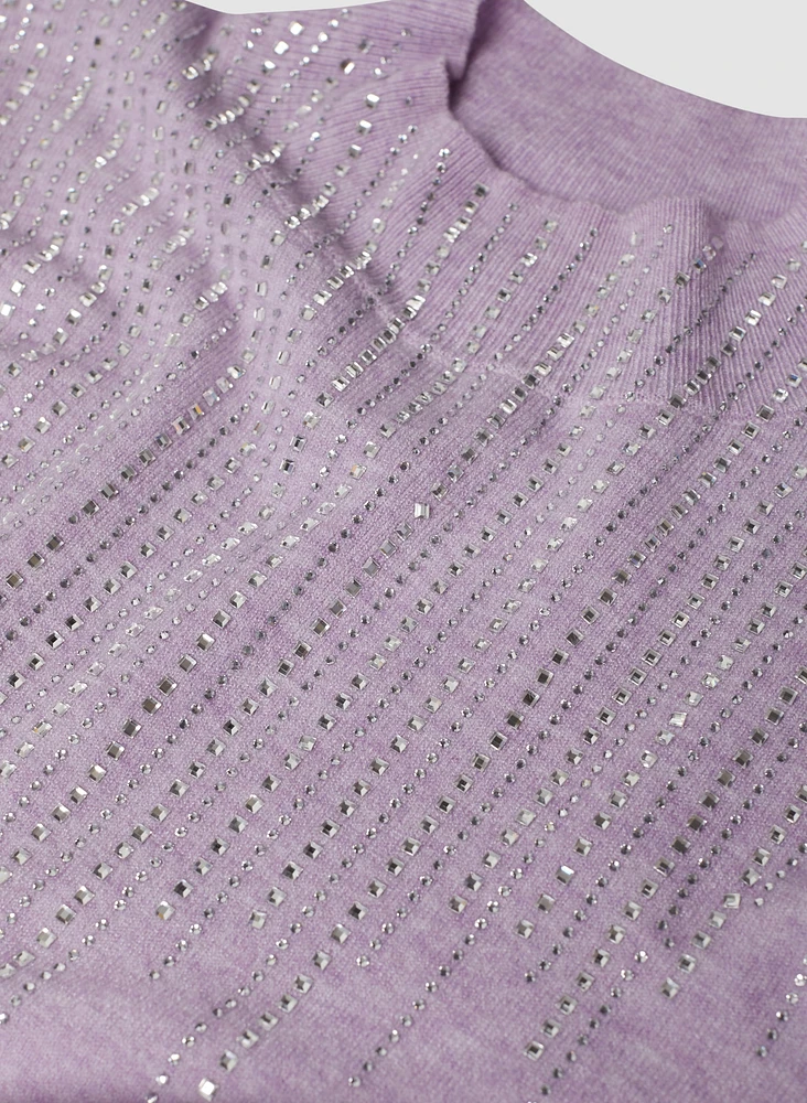 Pull en tricot à cristaux cascade