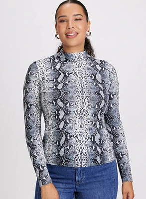 Snake Print Turtleneck Top