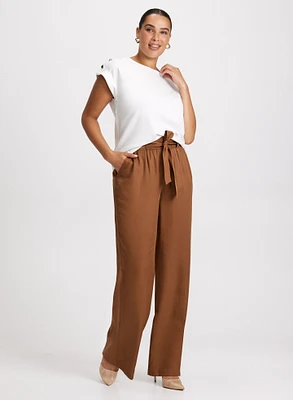 Stud Detail T-Shirt & Wide Leg Tencel Pants