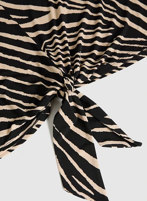 Tied-Hem Zebra Print Top