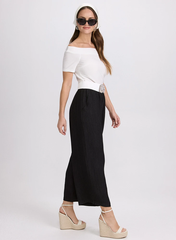 Textured Pull-On Culottes