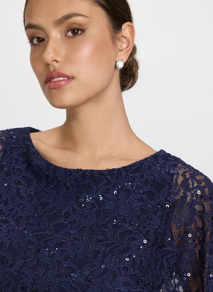 Robe effet cape à paillettes