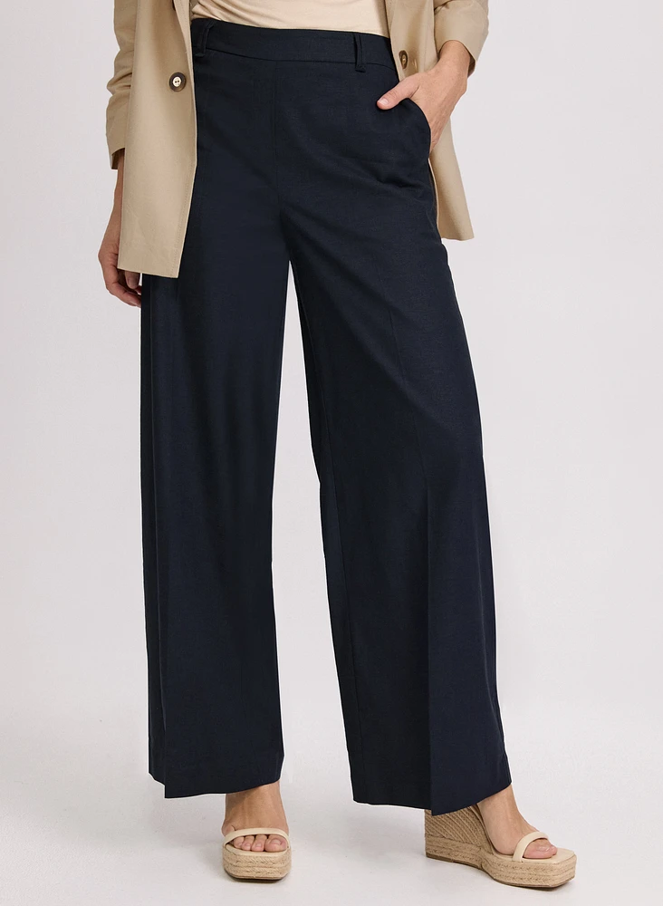 Pantalon Olivia large en mélange de lin