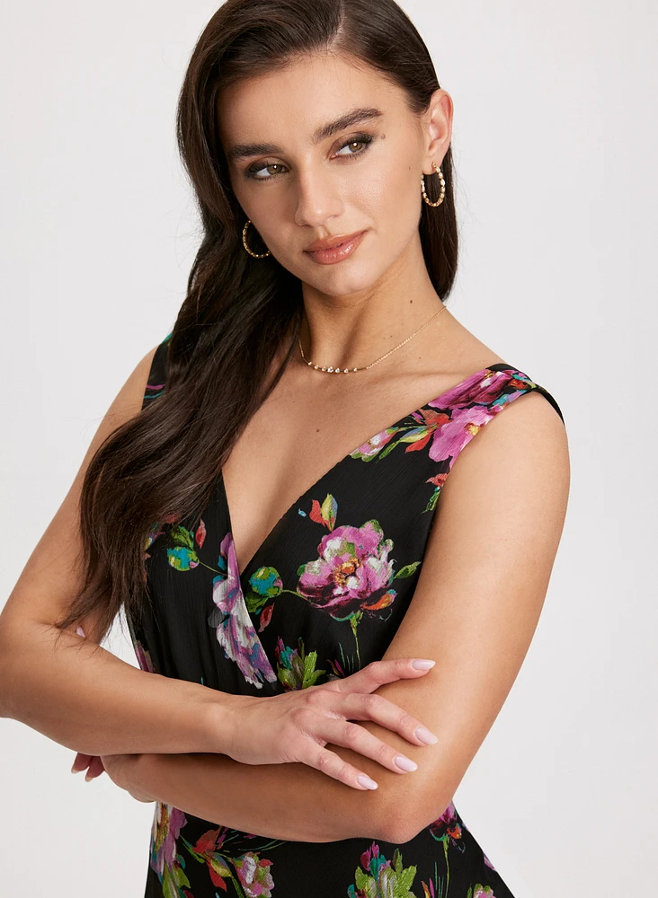 Robe asymétrique à motif floral