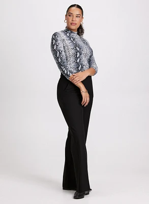 Snake Print Turtleneck Top & Straight Fit Pants