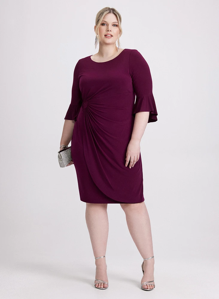 Flounce Sleeve Ruched Detail Dress