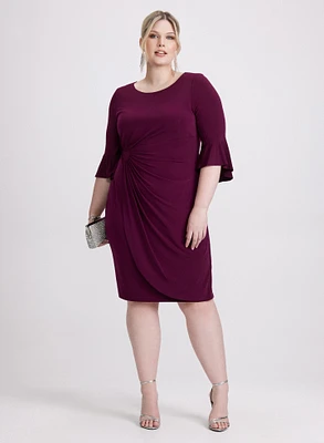 Flounce Sleeve Ruched Detail Dress