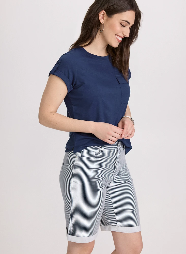 Striped Jean Shorts