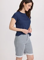 Striped Jean Shorts