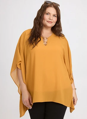 Ring Detail Chiffon Blouse